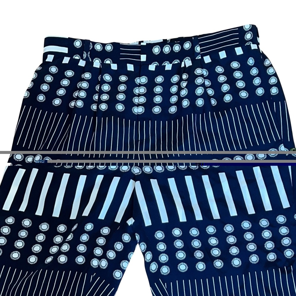 Steven Alan James Pants, Sun Dash Print Silk Navy Blue and White Graphic Size 4 - Picture 2 of 11